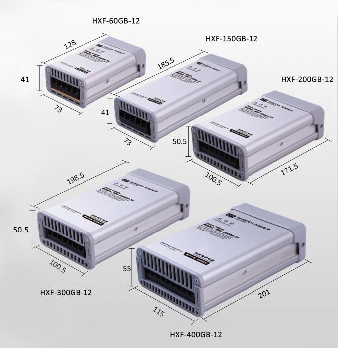 IP62 แหล่งจ่ายไฟ LED กันน้ำ 12V 150W 12.5A ไดร์เวอร์ LED แรงดันไฟฟ้าคงที่ 3